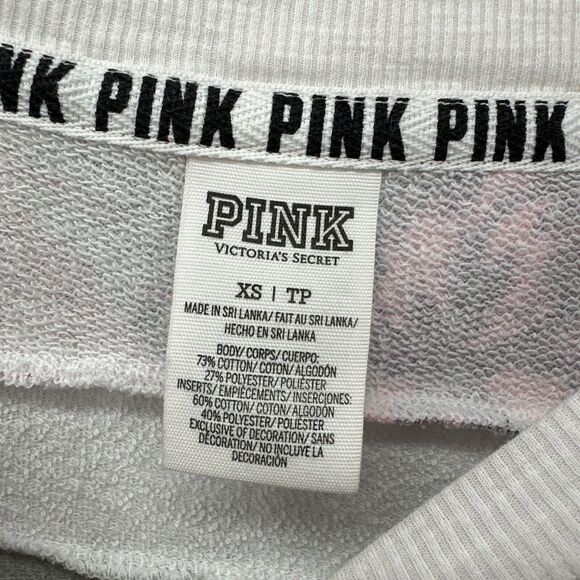 Victoria's Secret Sweatshirt Womens XS Gray LOVE PINK Pullover Floral Oversize - Picture 3 of 7